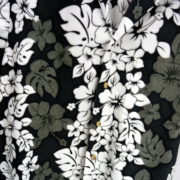 Vintage Styled by RJC Hawaiian Shirt Mens Size M Button Down Black & White - Picture 11 of 13